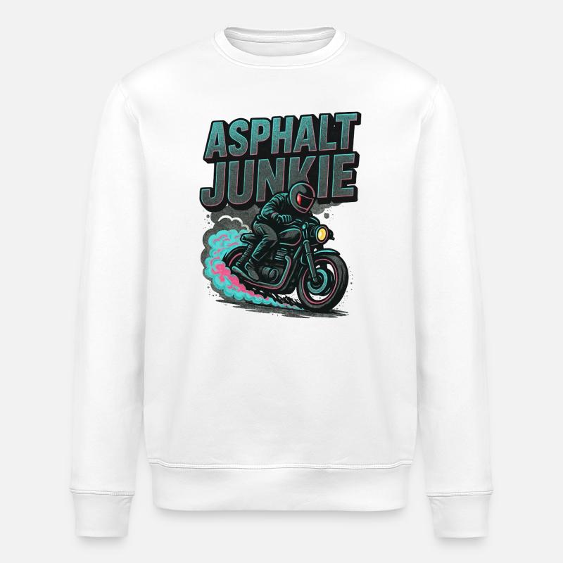 Asphalt Junkie – Motorrad - Stanley/Stella Unisex Bio-Sweatshirt ROLLER - Weiß