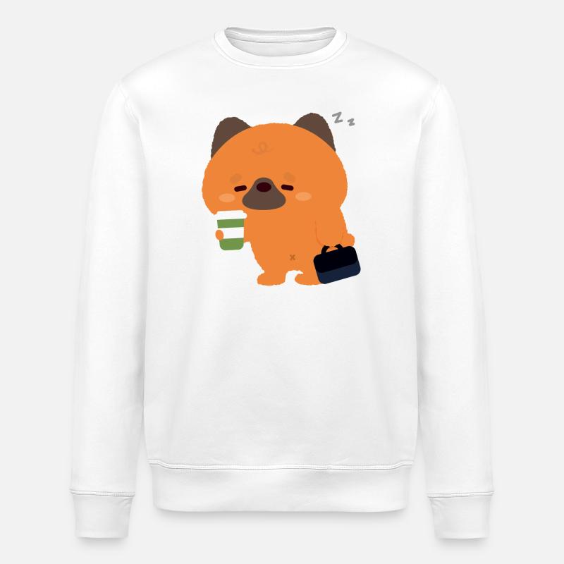 Sleepy German Shepherd Coffee - Stanley/Stella ROLLER Unisex Organic Sweatshirt - white