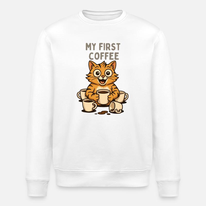 Mon premier chat de café - Sweat bio ROLLER Stanley/Stella Unisexe - blanc