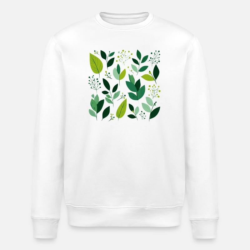 Feuilles vertes - Sweat bio ROLLER Stanley/Stella Unisexe - blanc