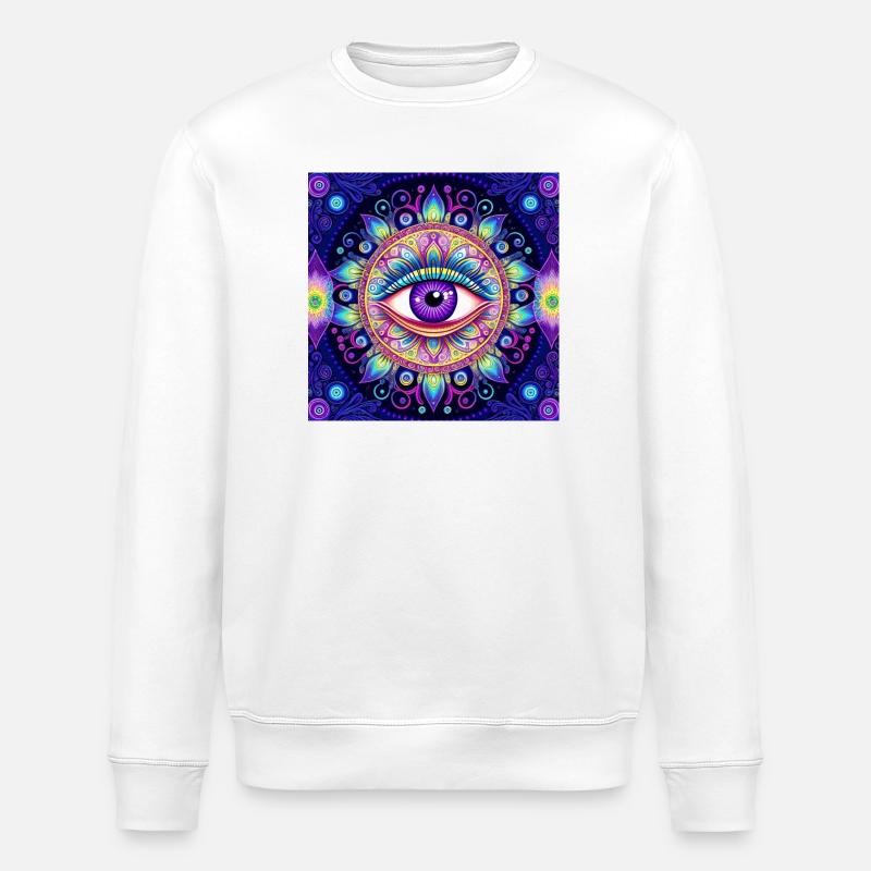 Auge im farbigen Mandala - Stanley/Stella Unisex Bio-Sweatshirt ROLLER - Weiß