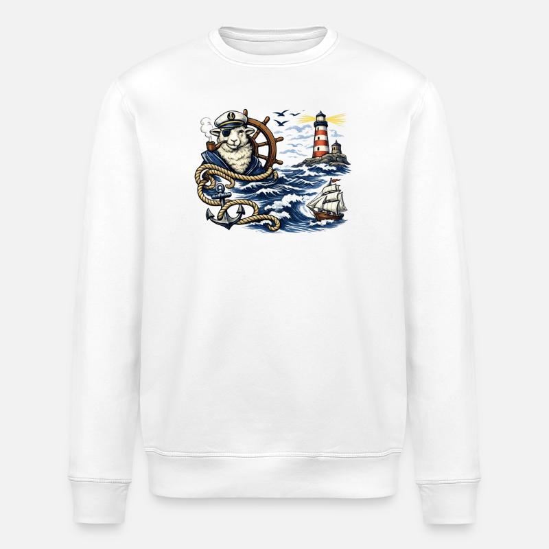Moutons marins dans la tempête - Sweat bio ROLLER Stanley/Stella Unisexe - blanc
