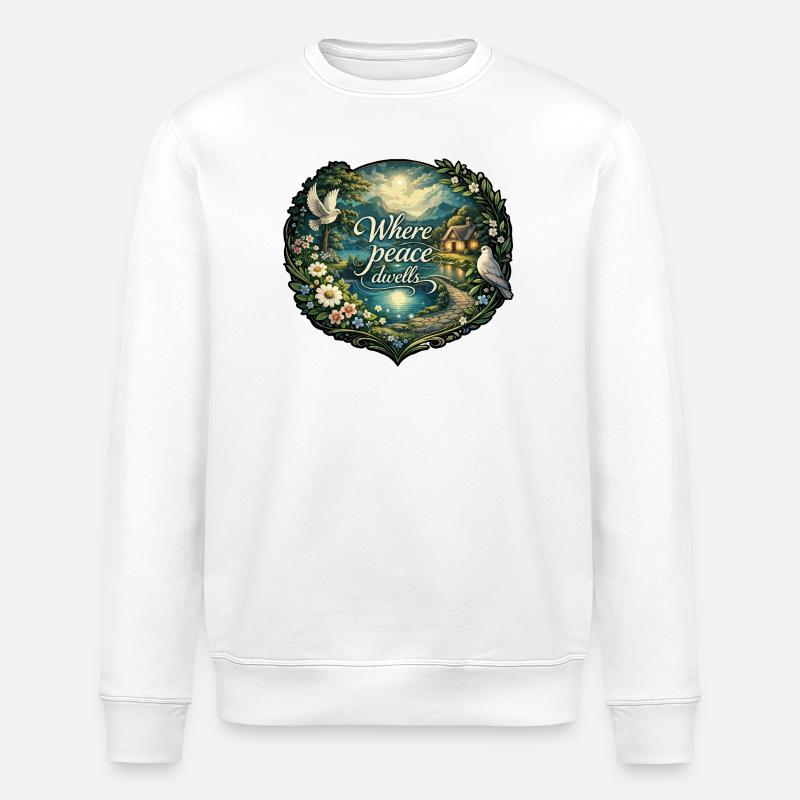 Where peace dwells - Stanley/Stella ROLLER Unisex Organic Sweatshirt - white
