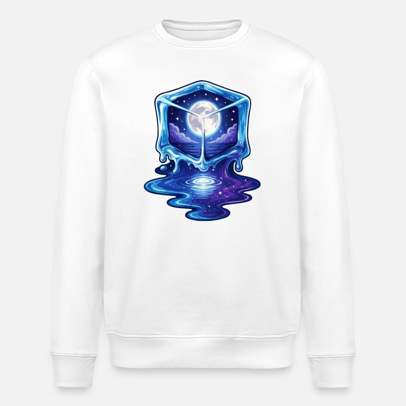 Cosmic Icecube Galaxy - Stanley/Stella ROLLER Unisex Organic Sweatshirt - white