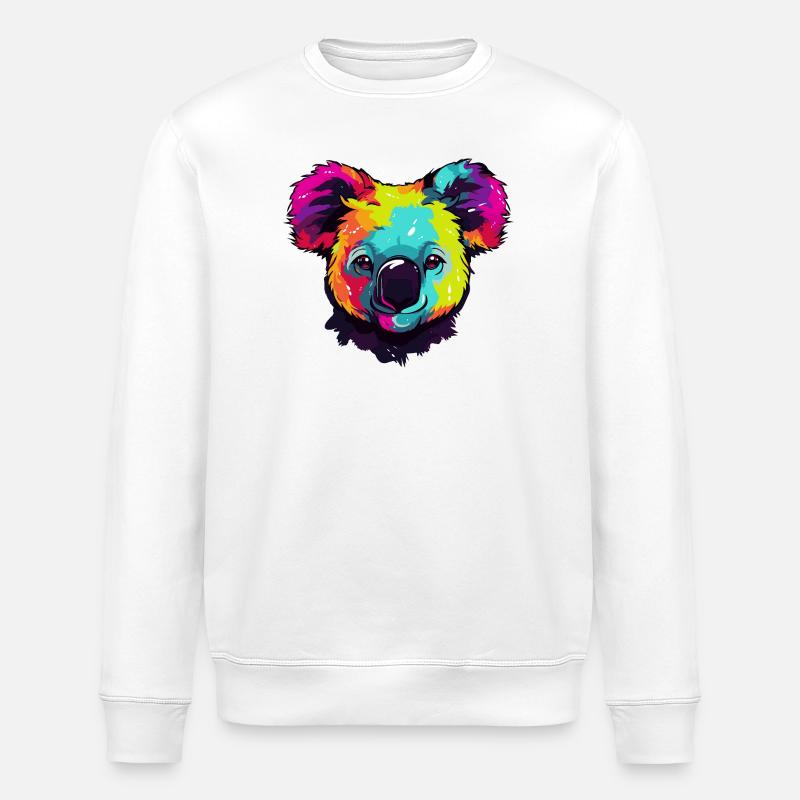 Bunter Koala Popkunst - Stanley/Stella Unisex Bio-Sweatshirt ROLLER - Weiß
