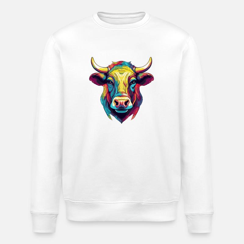 Stier Tier Comic - Stanley/Stella Unisex Bio-Sweatshirt ROLLER - Weiß