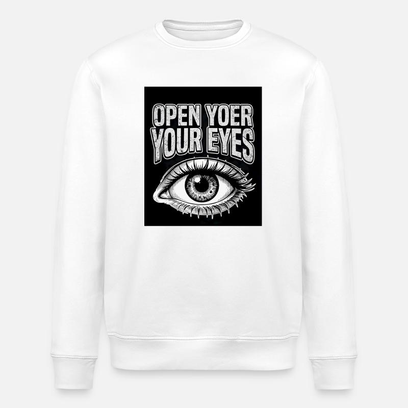 Graphique Ouvre les yeux - Sweat bio ROLLER Stanley/Stella Unisexe - blanc