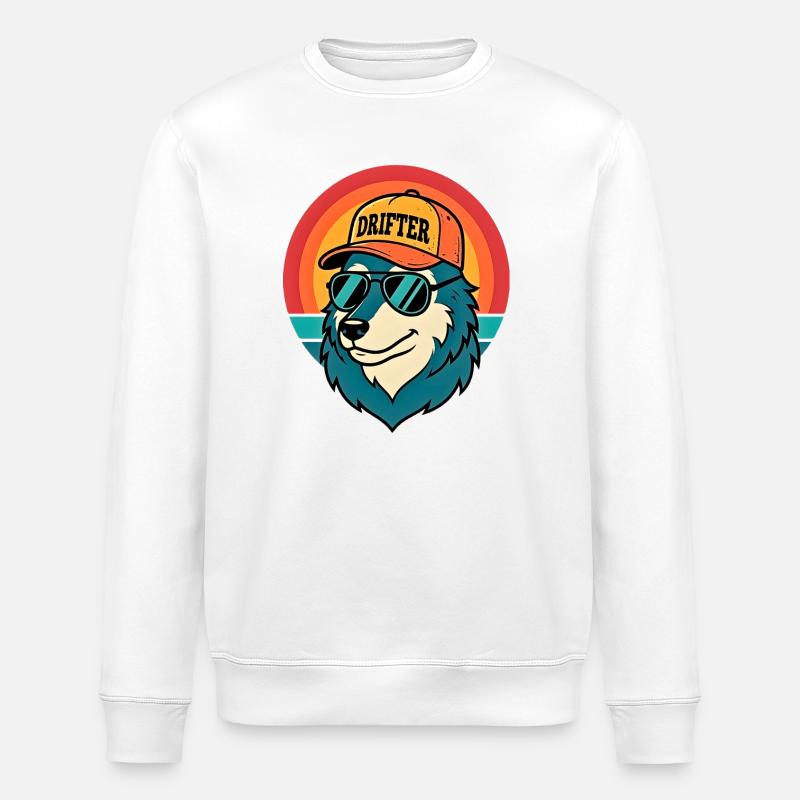 Drifter Wolf Sunset Tee - Stanley/Stella ROLLER Unisex Organic Sweatshirt - white