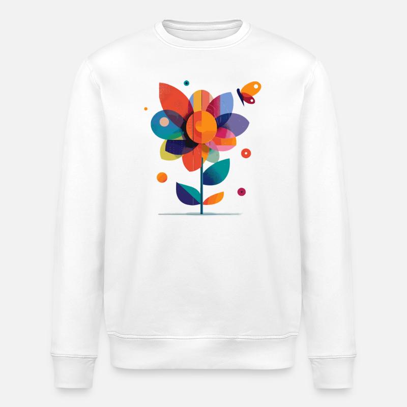 bunte Blume - Stanley/Stella Unisex Bio-Sweatshirt ROLLER - Weiß