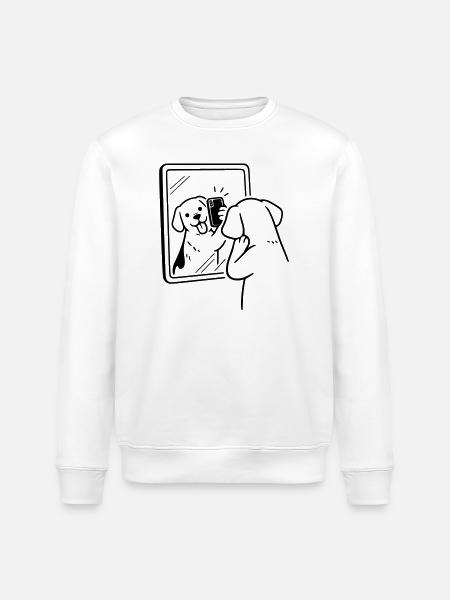 Selfie Dog Dog - Stanley/Stella ROLLER Unisex Organic Sweatshirt - white