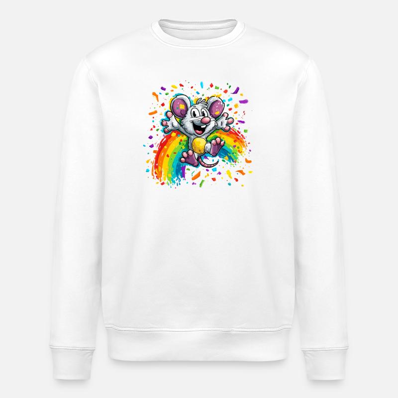 Regenbogen-Maus Farbschauer - Stanley/Stella Unisex Bio-Sweatshirt ROLLER - Weiß