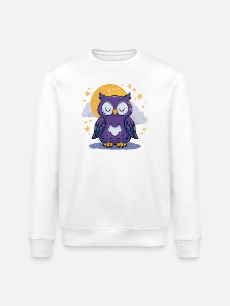 Moonlit Night Owl - Stanley/Stella ROLLER Unisex Organic Sweatshirt - white