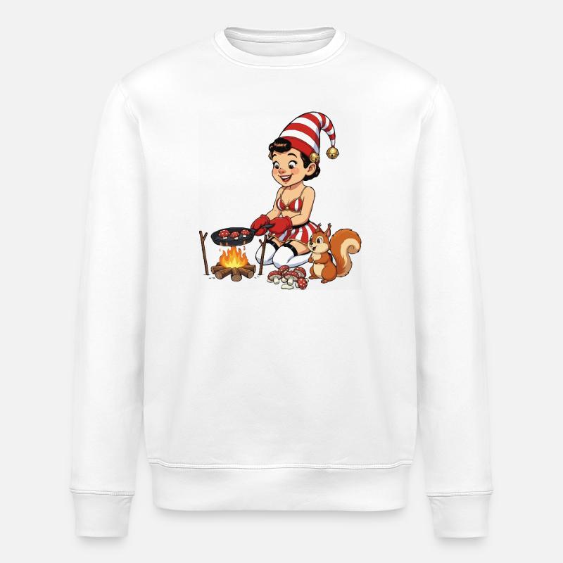 Leprechaun-Mädchen backt Pilze - Stanley/Stella Unisex Bio-Sweatshirt ROLLER - Weiß