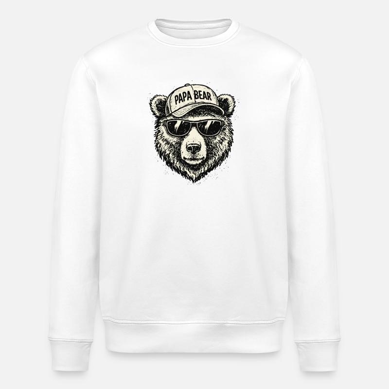 Papa bear Sunglasses Cap - Stanley/Stella ROLLER Unisex Organic Sweatshirt - white