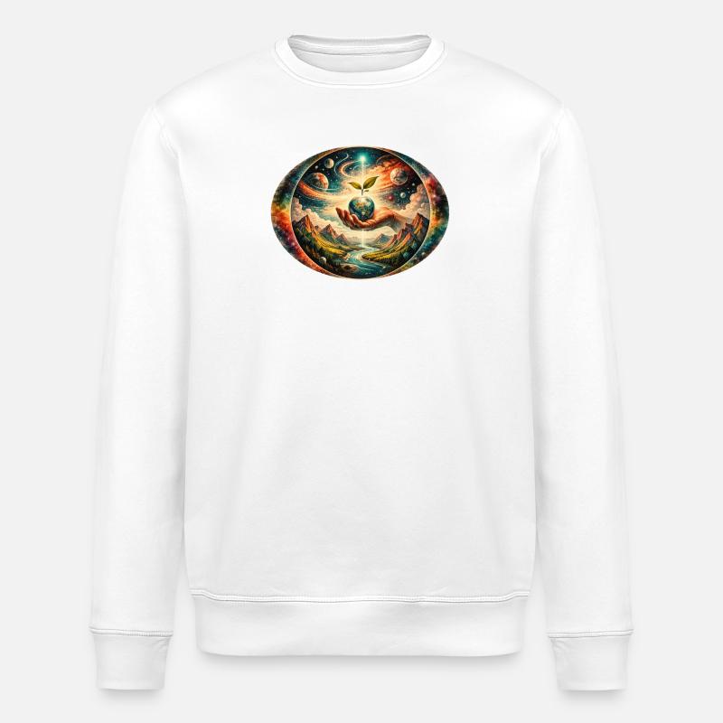 Kosmische Saat der Erde - Stanley/Stella Unisex Bio-Sweatshirt ROLLER - Weiß