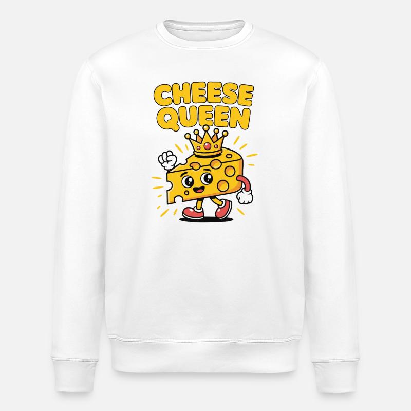Cheese Queen – Käse mit Krone - Stanley/Stella Unisex Bio-Sweatshirt ROLLER - Weiß