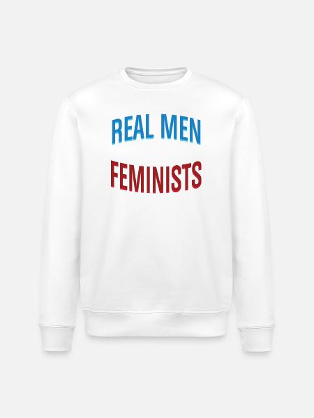 Rigtige mænd er feminister ligestillingserklæring Tee - Stanley/Stella økologisk unisex-sweatshirt ROLLER - hvid
