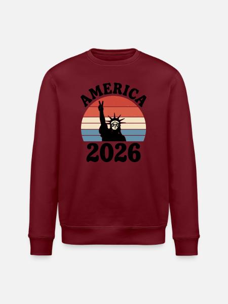 America 2026 Statue of Liberty Peace - Stanley/Stella ROLLER Unisex Organic Sweatshirt - white
