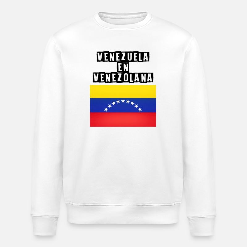 Venezuelas Flaggenbogen der Sterne - Stanley/Stella Unisex Bio-Sweatshirt ROLLER - Weiß