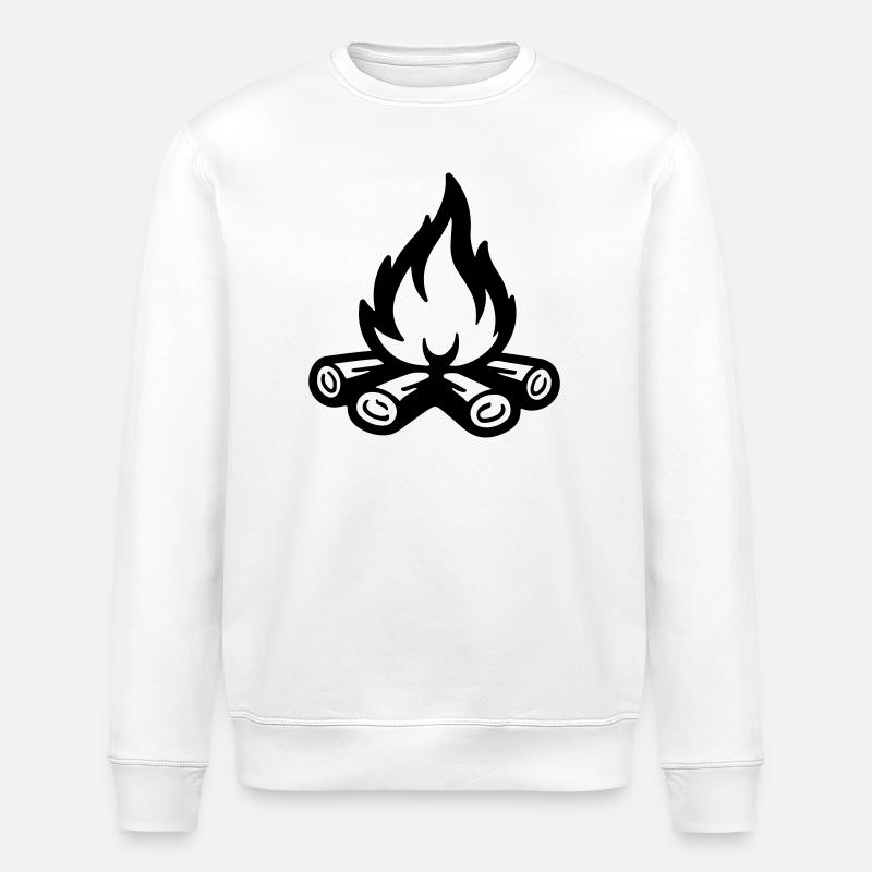 Campfire Symbol Flame - Stanley/Stella ROLLER Unisex Organic Sweatshirt - white