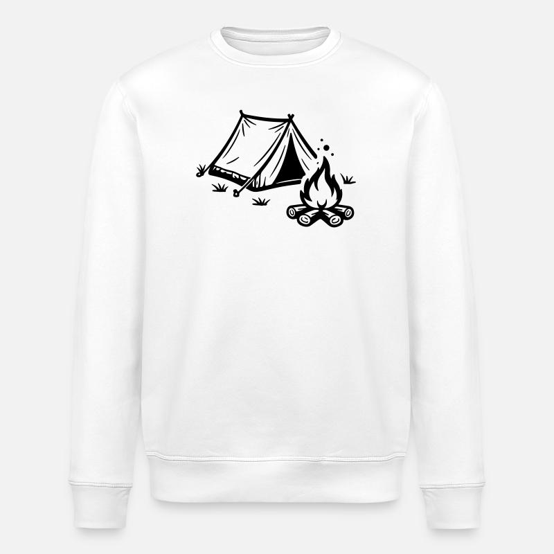 Tent Campfire Camping - Stanley/Stella ROLLER Unisex Organic Sweatshirt - white
