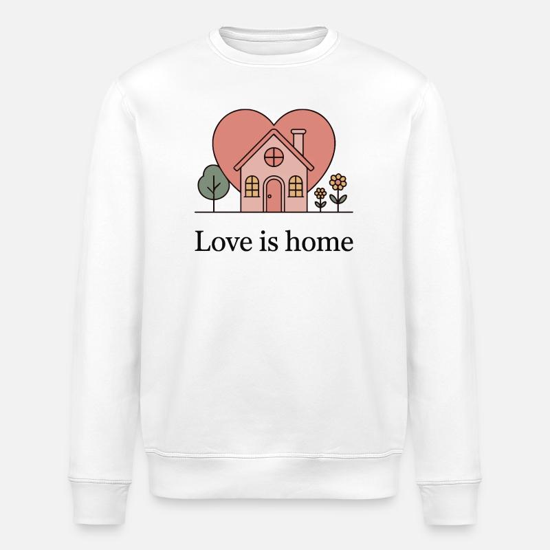 Pastellherz-Hausillustration - Stanley/Stella Unisex Bio-Sweatshirt ROLLER - Weiß