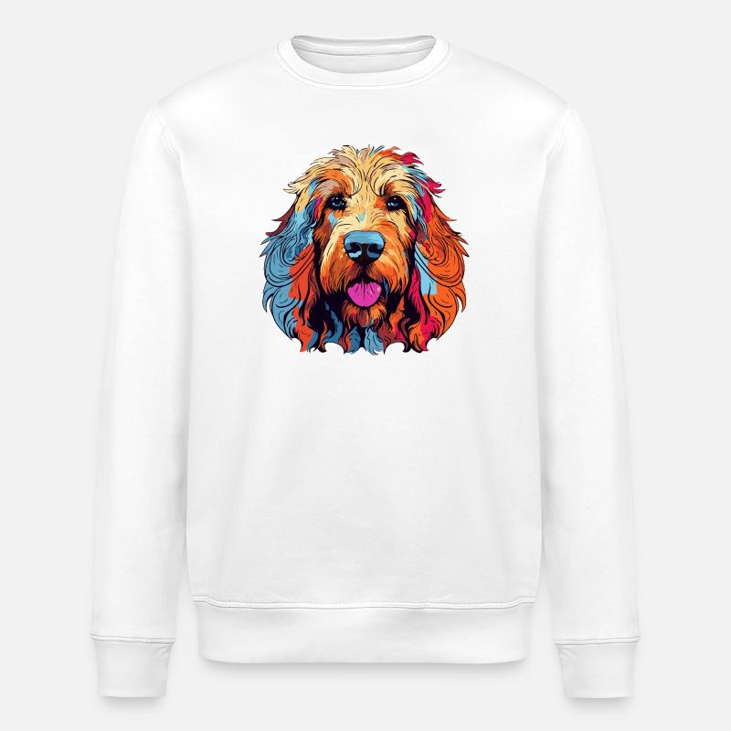 Farbenfrohes Hunde-Porträt - Stanley/Stella Unisex Bio-Sweatshirt ROLLER - Weiß