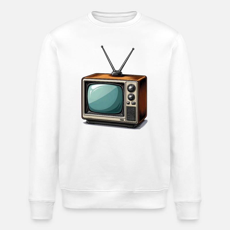 TV rétro avec antennes - Sweat bio ROLLER Stanley/Stella Unisexe - blanc