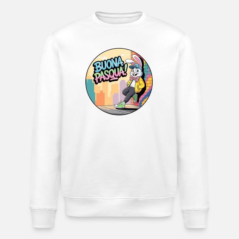 Frohes Osterhase, Straßenhase - Stanley/Stella Unisex Bio-Sweatshirt ROLLER - Weiß
