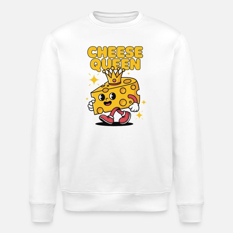 Cheese Queen – Käse mit Krone - Stanley/Stella Unisex Bio-Sweatshirt ROLLER - Weiß