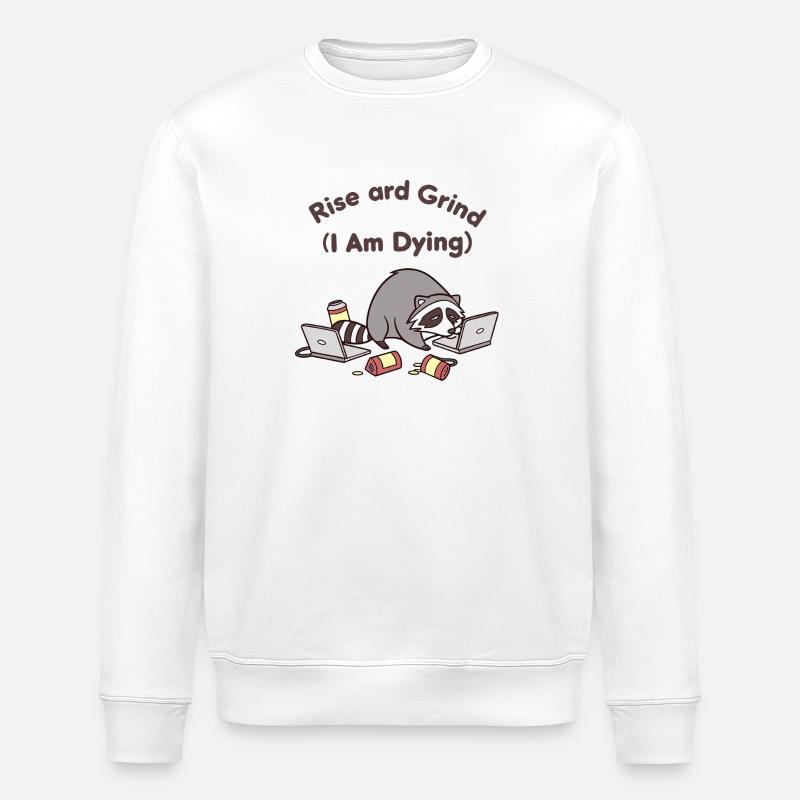 Debout Travailler et Grinder Raton Laveur - Sweat bio ROLLER Stanley/Stella Unisexe - blanc