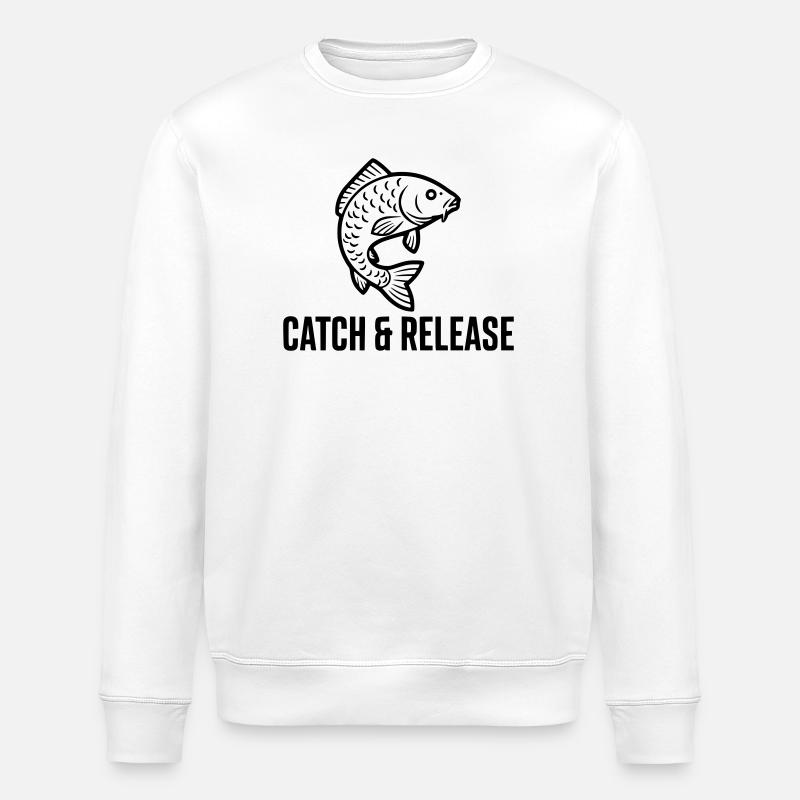 Catch and Release Karpfen Angeln Spruch - Stanley/Stella Unisex Bio-Sweatshirt ROLLER - Weiß