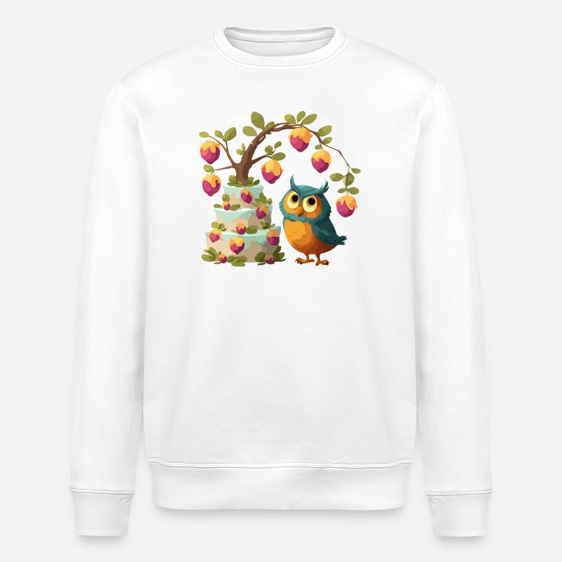 Eule am Obstkuchenbaum - Stanley/Stella Unisex Bio-Sweatshirt ROLLER - Weiß
