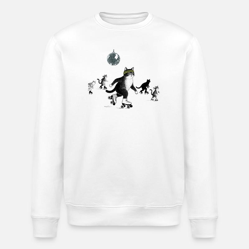 Roller Skating Cats - Stanley/Stella ROLLER Unisex Organic Sweatshirt - white