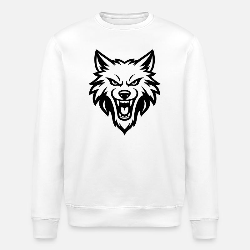 Wolf Kopf - Stanley/Stella Unisex Bio-Sweatshirt ROLLER - Weiß