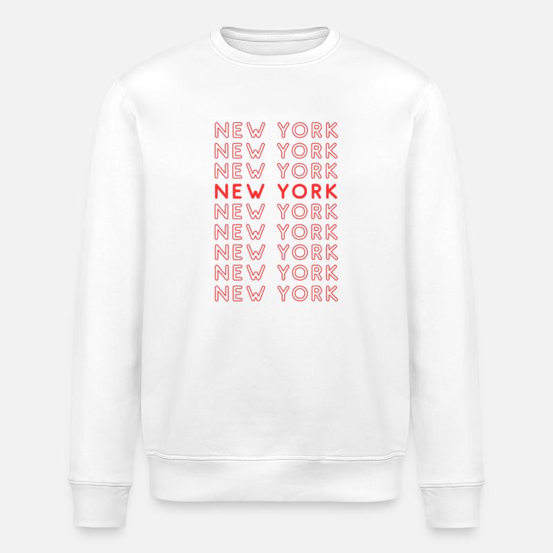 New York Grid Pattern - Stanley/Stella ROLLER Unisex Organic Sweatshirt - white