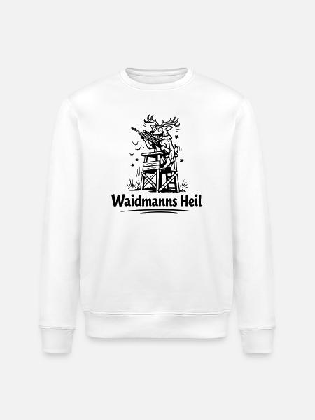 Verrückter Hirsch Waidmannsheil - Stanley/Stella ROLLER Unisex Organic Sweatshirt - white