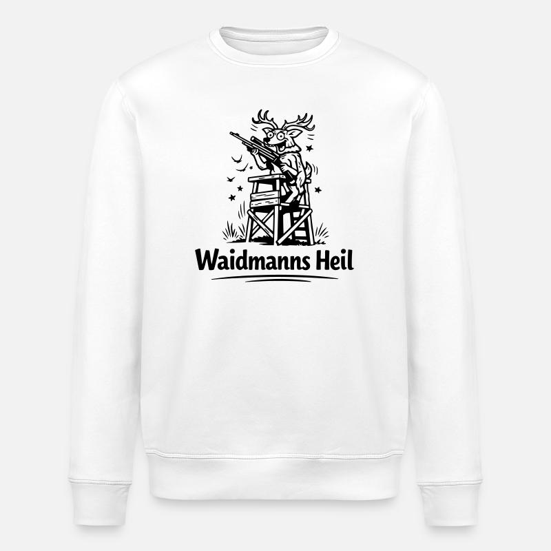 Verrückter Hirsch Waidmannsheil - Sweat bio ROLLER Stanley/Stella Unisexe - blanc