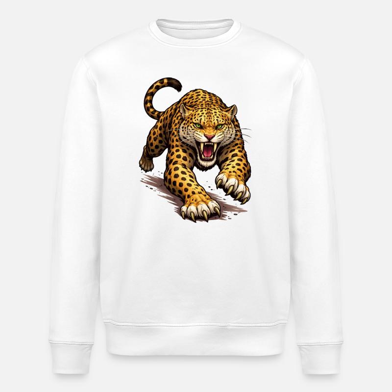 Leopard Animal Comic - Stanley/Stella Unisex Bio-Sweatshirt ROLLER - Weiß