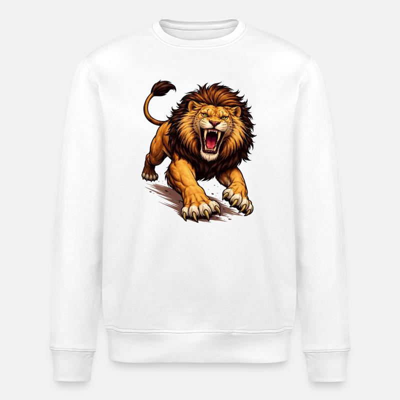 Fierce Lion Comic - Stanley/Stella ROLLER Unisex Organic Sweatshirt - white