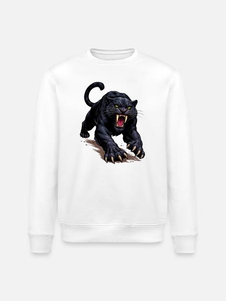 Schwarzer Panther Angriff - Stanley/Stella Unisex Bio-Sweatshirt ROLLER - Weiß