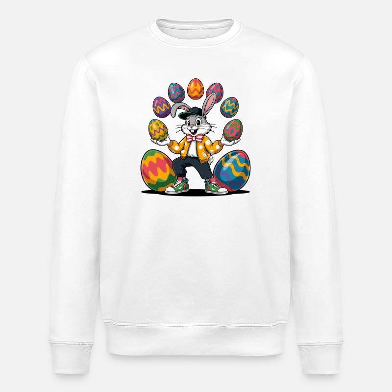 Osterhase mit bunten Eiern - Stanley/Stella Unisex Bio-Sweatshirt ROLLER - Weiß