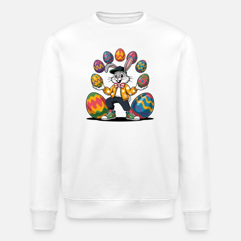Osterhase mit bunten Eiern - Stanley/Stella Unisex Bio-Sweatshirt ROLLER - Weiß