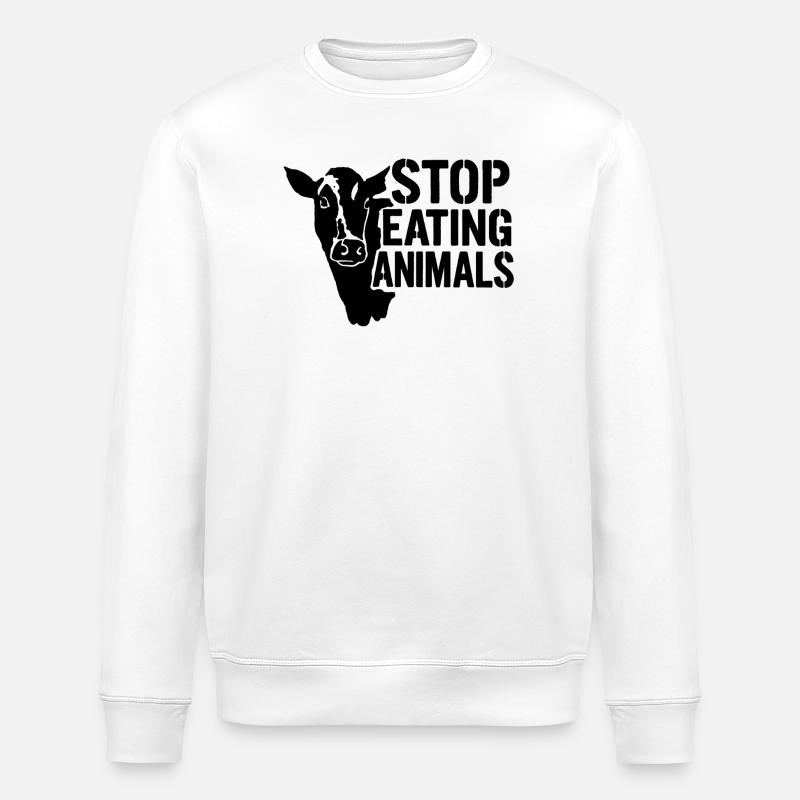 Stops animal suffering: No meat - Stanley/Stella ROLLER Unisex Organic Sweatshirt - white