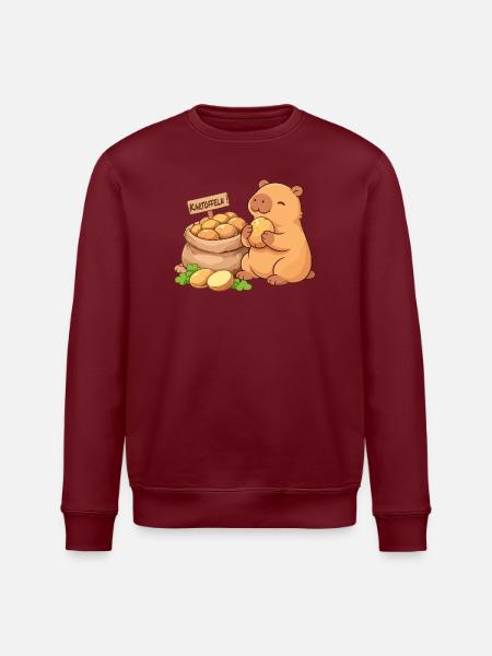 Capybara with potatoes – relaxed & cute - Stanley/Stella ROLLER Unisex Organic Sweatshirt - white