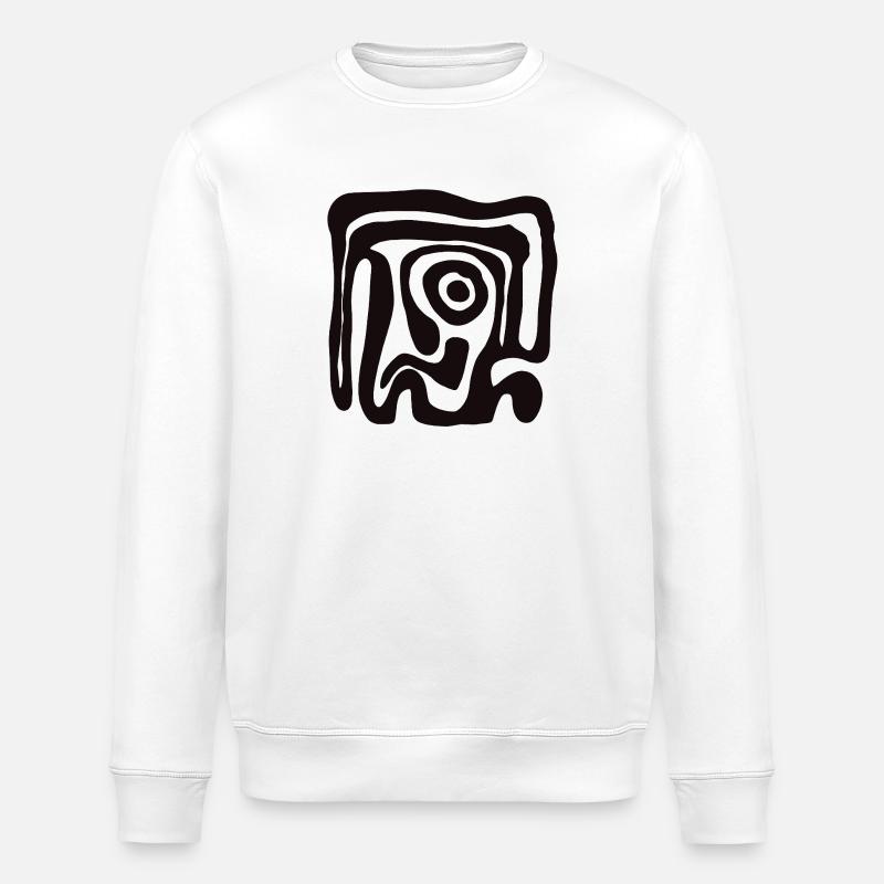 Schwarze Abstraktspirale - Stanley/Stella Unisex Bio-Sweatshirt ROLLER - Weiß