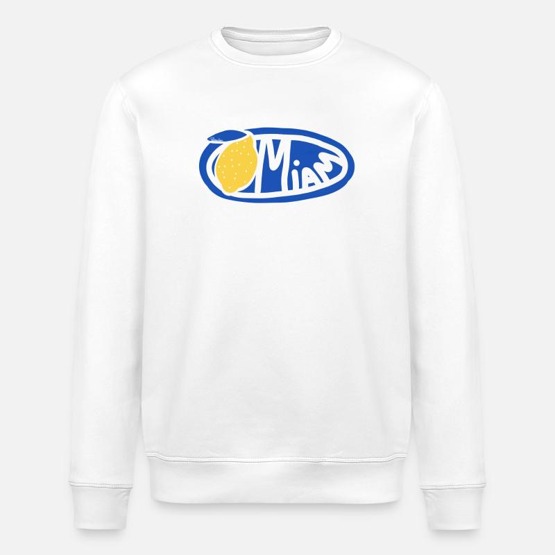 Lemon Yum Blue Retro Oval Logo - Stanley/Stella ROLLER Unisex Organic Sweatshirt - white