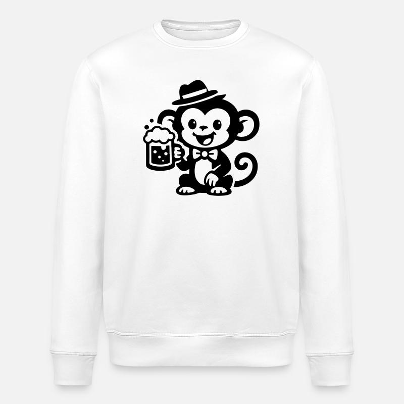 Bière Singe - Sweat bio ROLLER Stanley/Stella Unisexe - blanc