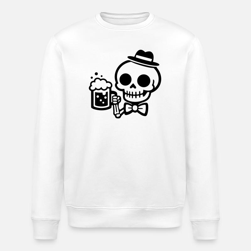 Bière Skeleton - Sweat bio ROLLER Stanley/Stella Unisexe - blanc