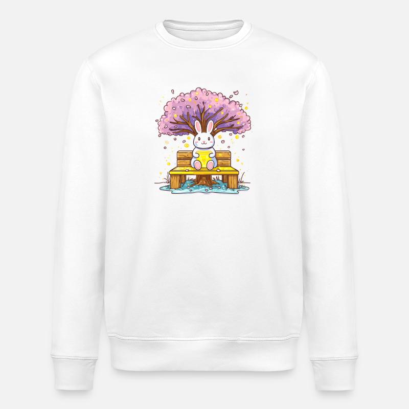 Rabbit with honey on the tree - Stanley/Stella ROLLER Unisex Organic Sweatshirt - white